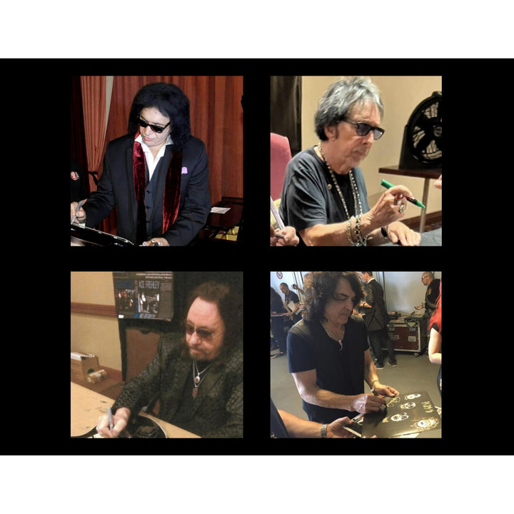 KISS Paul Stanley Gene Simmons Ace Frehley & Peter Criss Silvertone Apocalypse Electric Guitar signed with proof and lyric inscription