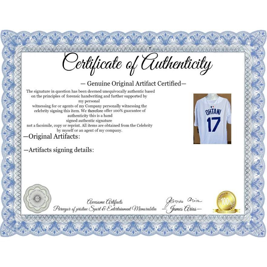 shohei ohtani Los Angeles Dodgers jersey signed with proof.