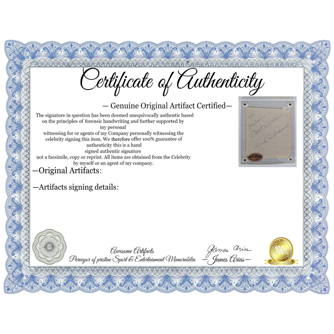 Hank Williams Sr Vintage autograph book page signed with proof