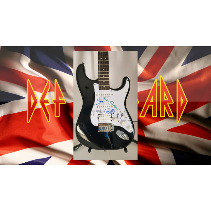 Phil Collen, Vivian Campbell, Joe Elliott, Rick Savage, Rick Allen, Def Leppard Fender Stratocaster electric guitar signed with proof