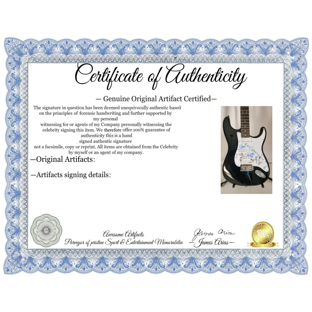 Phil Collen, Vivian Campbell, Joe Elliott, Rick Savage, Rick Allen, Def Leppard Fender Stratocaster electric guitar signed with proof