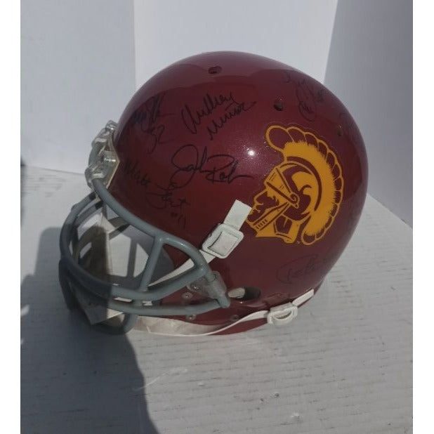 USC Trojans Schutt pro model helmet all time great Lynn Swan Marcus Allen Ronnie Lott Junior Seau helmet signed with proof