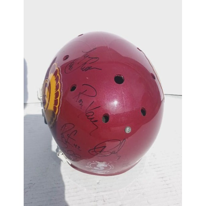 USC Trojans Schutt pro model helmet all time great Lynn Swan Marcus Allen Ronnie Lott Junior Seau helmet signed with proof