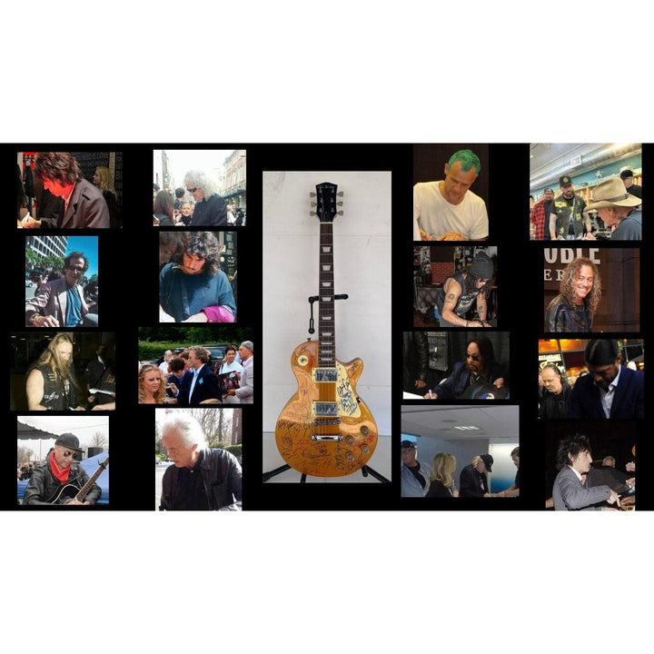 Brian May, Slash, Keith Richards, Ritche Blackmore, Ace Freehly 22 greatest guitarists vintage full size les paul electric guitar signed.
