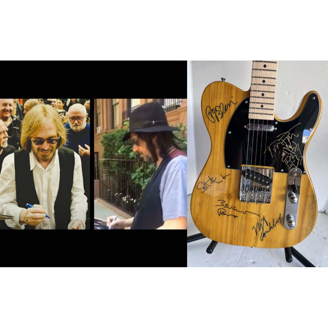 Tom Petty, Ron Blair, Benmont Tinch, Scott Thurston, and Mike Campbell telecaster electric guitar signed with proof