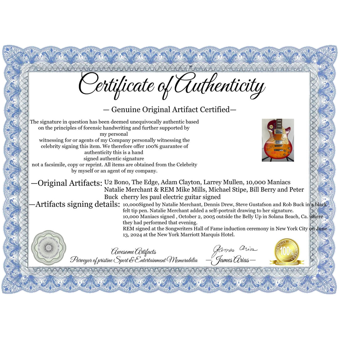 U2 Bono The Edge, Adam Clayton, Larrey Mullen, 10,000 Maniacs Natalie Merchant & REM Mike Mills, Michael Stipe, Bill Berry and Peter Buck 