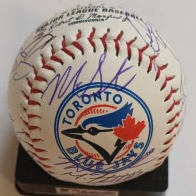 Toronto Blue Jays 2024 American League champs team signed Rawlings MLB baseball with proof
