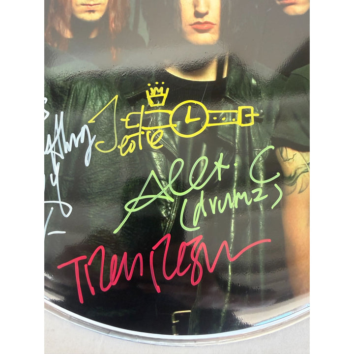 NIN Jeordie White, Josh Freese, Trent Reznor, Alessandro Cortini & Aaron North Drumhead signed with proof.