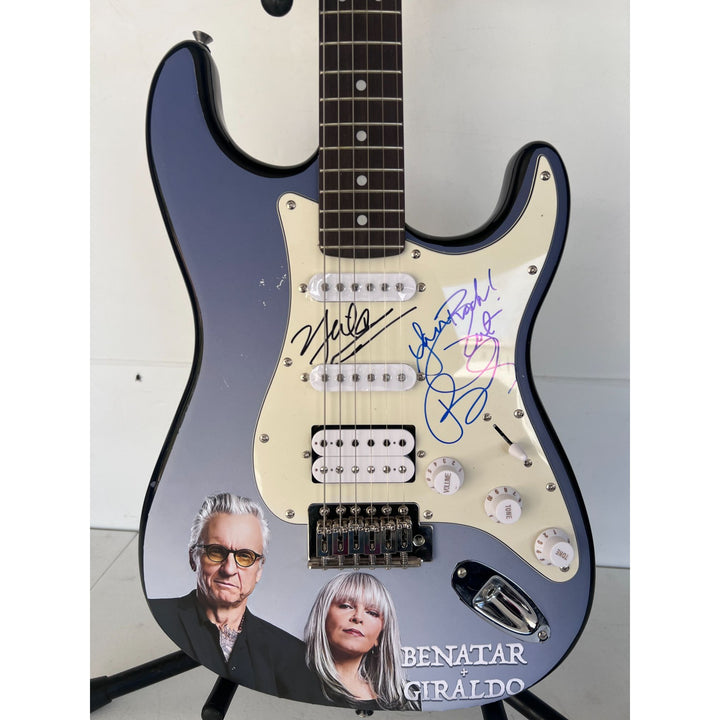 Pat Benatar and Neil Giraldo.(one of a kind) stratocaster full size electric guitar signed with proof $2995.