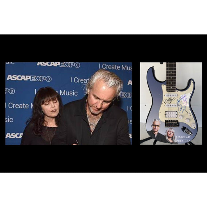 Pat Benatar and Neil Giraldo.(one of a kind) stratocaster full size electric guitar signed with proof $2995.