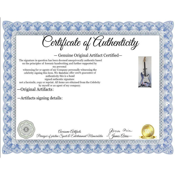 Pat Benatar and Neil Giraldo.(one of a kind) stratocaster full size electric guitar signed with proof $2995.