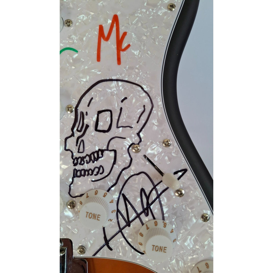 Danny Carey, Maynard James Keenan, Justin Chancellor, Adam Jones, Tool, Fender Stratocaster electric guitar signed with proof