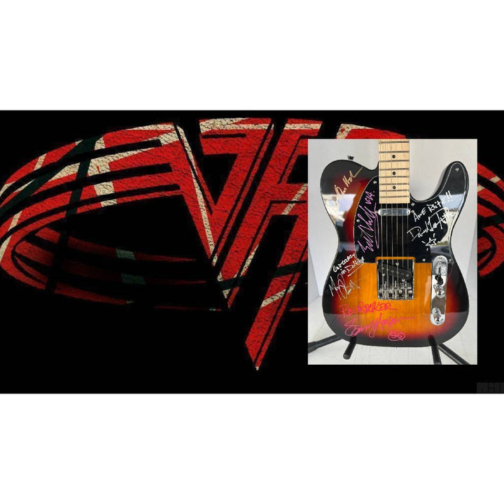 Van Halen Eddie &, Alex Van Halen, David Lee Roth, Michael Anthony telecaster electric guitar signed with proof