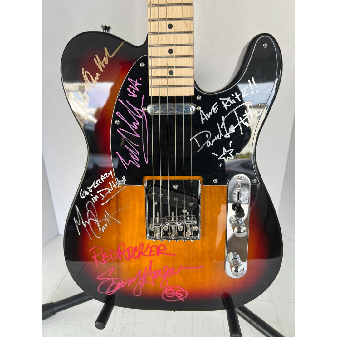 Van Halen Eddie &, Alex Van Halen, David Lee Roth, Michael Anthony telecaster electric guitar signed with proof