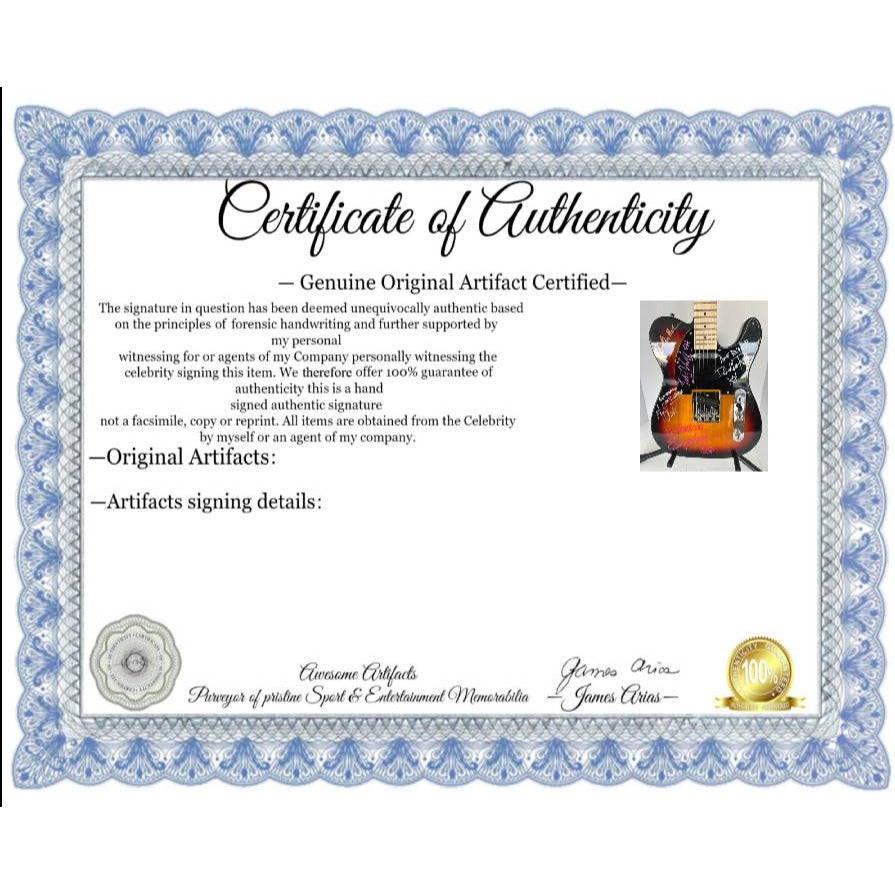 Van Halen Eddie &, Alex Van Halen, David Lee Roth, Michael Anthony telecaster electric guitar signed with proof