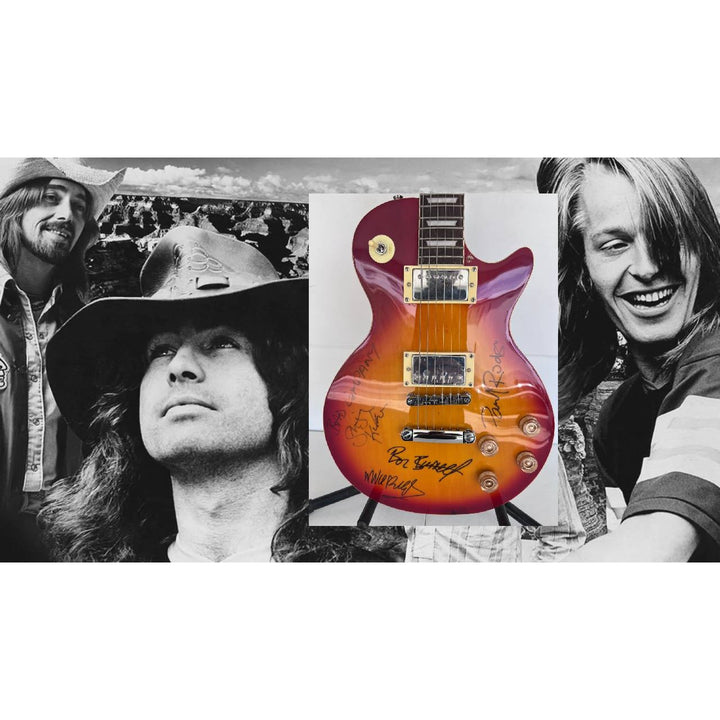 Bad Company vintage les paul full size electric guitar Boz Burrell, Simon Kirke, Mick Ralphs and Paul Rodgers signed with proof.