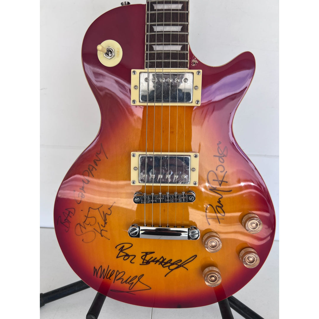 Bad Company vintage les paul full size electric guitar Boz Burrell, Simon Kirke, Mick Ralphs and Paul Rodgers signed with proof.