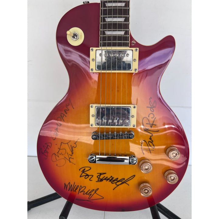 Bad Company vintage les paul full size electric guitar Boz Burrell, Simon Kirke, Mick Ralphs and Paul Rodgers signed with proof.