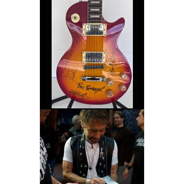 Bad Company vintage les paul full size electric guitar Boz Burrell, Simon Kirke, Mick Ralphs and Paul Rodgers signed with proof.