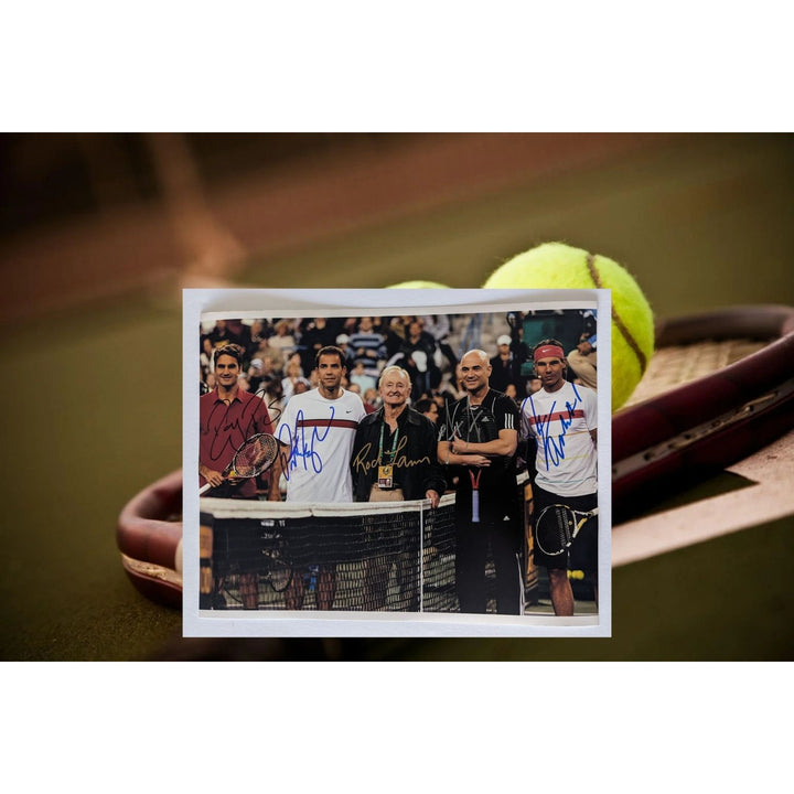 Roger Federer Pete Sampras Andre Agassi Rod Laver Rafael Nadal 11x14 photo signed with proof $ 1095