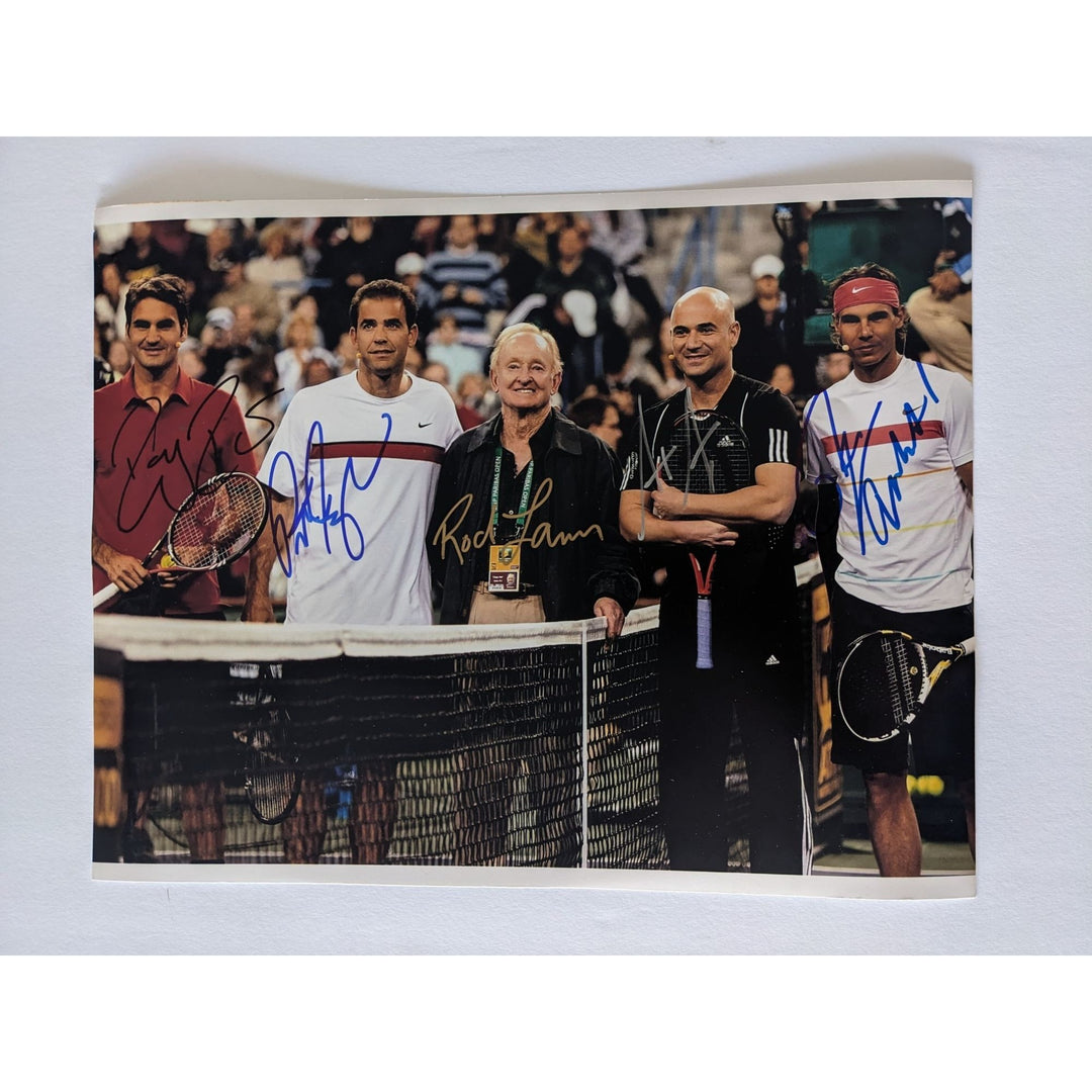 Roger Federer Pete Sampras Andre Agassi Rod Laver Rafael Nadal 11x14 photo signed with proof $ 1095