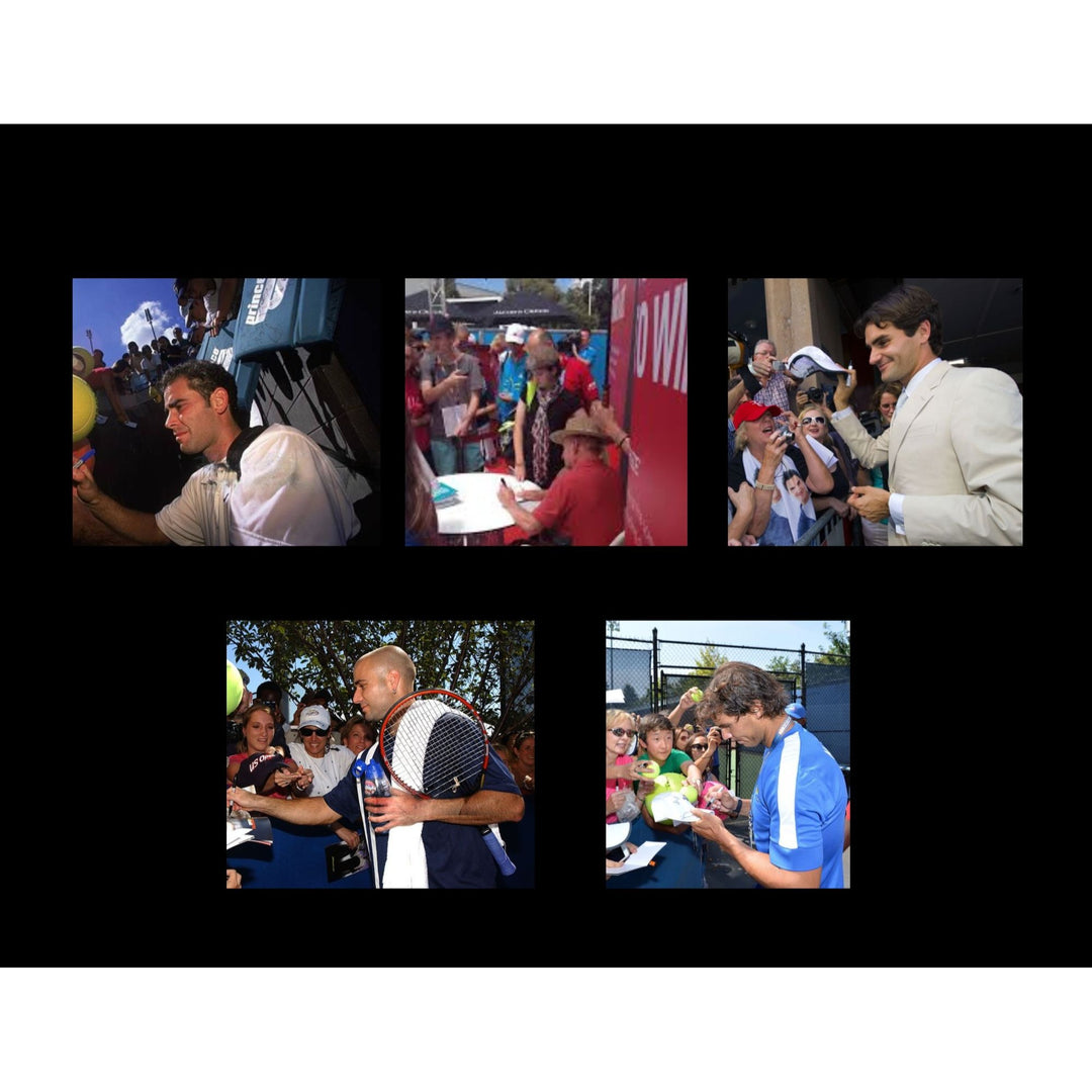 Roger Federer Pete Sampras Andre Agassi Rod Laver Rafael Nadal 11x14 photo signed with proof $ 1095