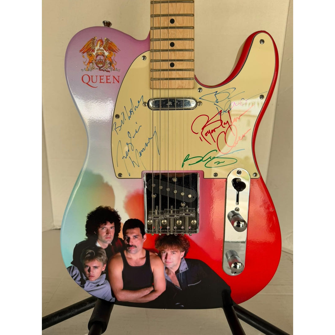 Queen Freddie Mercury, Brian May, Roger Taylor, John Deacon one-of-a kind Telecaster electric guitar signed with proof.