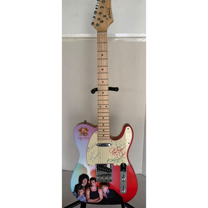 Queen Freddie Mercury, Brian May, Roger Taylor, John Deacon one-of-a kind Telecaster electric guitar signed with proof.
