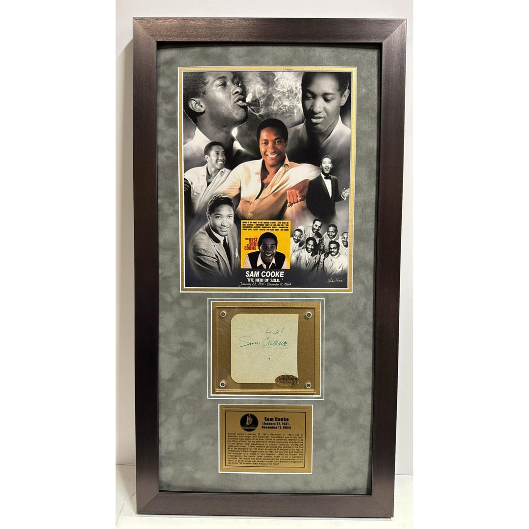 Sam Cooke vintage Autograph book page signed with museum quality frame