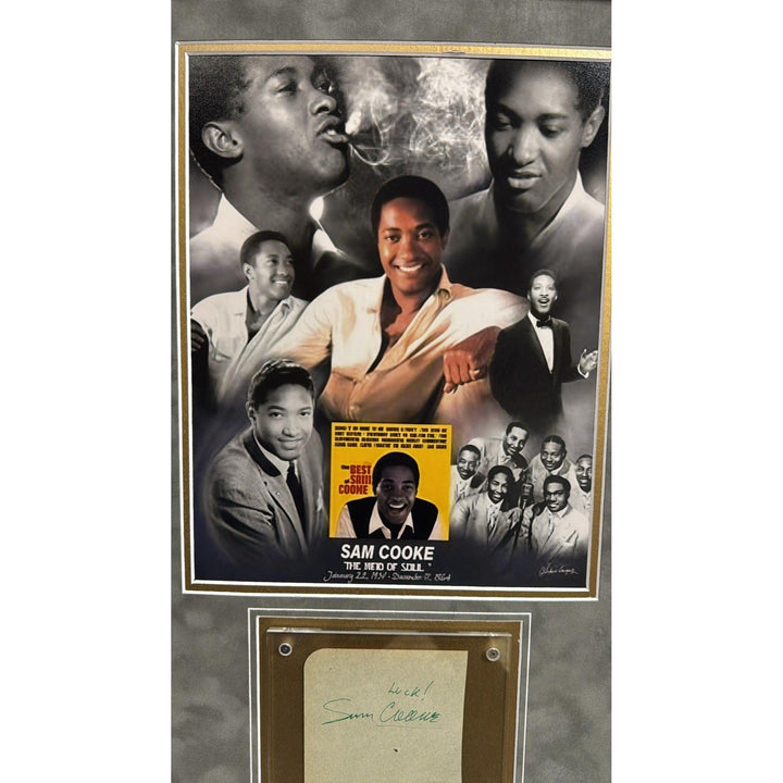 Sam Cooke vintage Autograph book page signed with museum quality frame