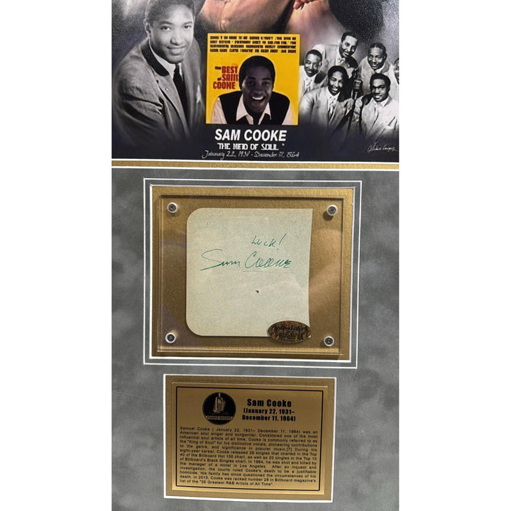 Sam Cooke vintage Autograph book page signed with museum quality frame