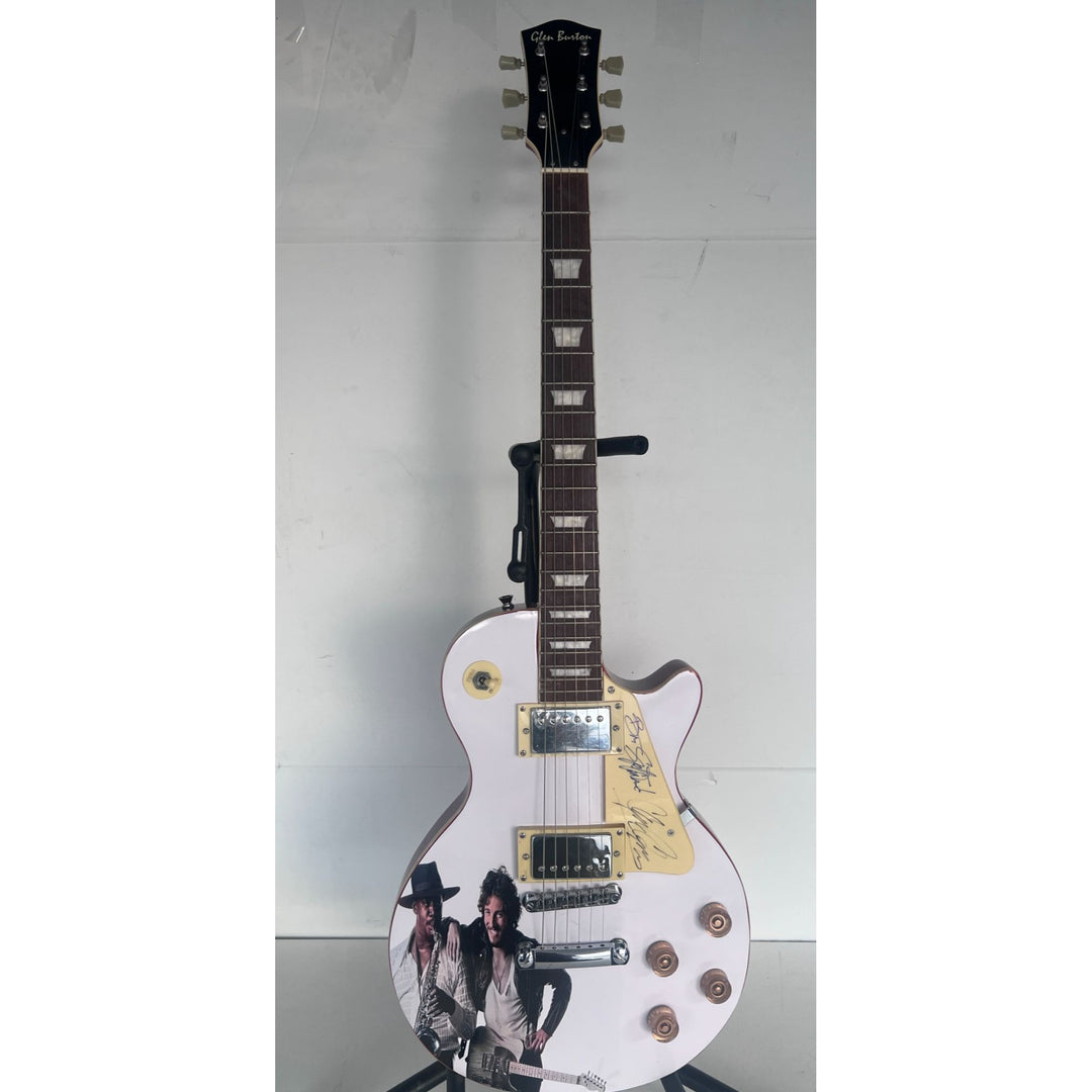 Bruce Springsteen & Clarence Clemons one of a kind signed les paul electric guitar signed  with proof & sketch.