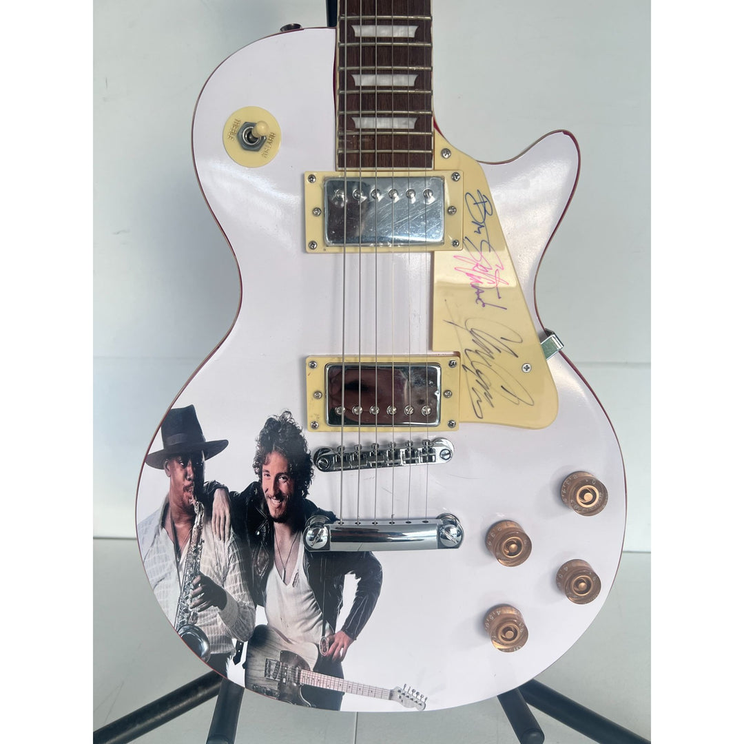 Bruce Springsteen & Clarence Clemons one of a kind signed les paul electric guitar signed  with proof & sketch.