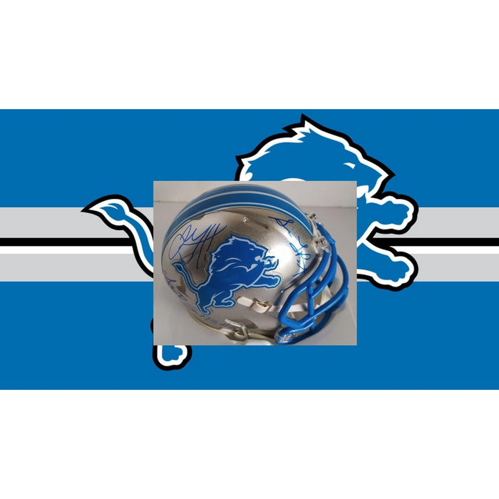 Detroit Lions Aidan Hutchinson Sam LaPorta Jared Goff Dan Campbell Jahmyr Gibbs Riddell mini helmet signed with proof