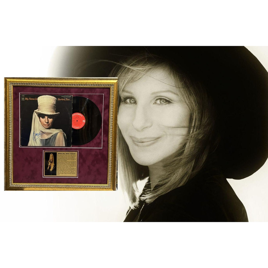 Barbra Streisand original lp signed with proof and museum quality frame 27x28