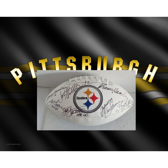 Pittsburgh Steelers full size football Franco Harris Lynn Swann Rocky Blair John Stallworth Terry Bradshaw signed with proof
