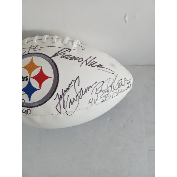 Pittsburgh Steelers full size football Franco Harris Lynn Swann Rocky Blair John Stallworth Terry Bradshaw signed with proof