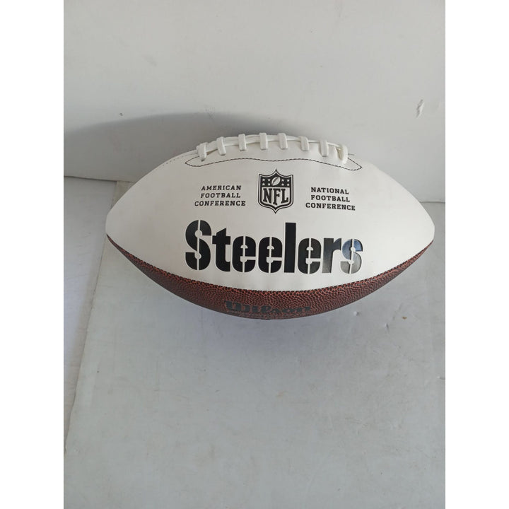 Pittsburgh Steelers full size football Franco Harris Lynn Swann Rocky Blair John Stallworth Terry Bradshaw signed with proof