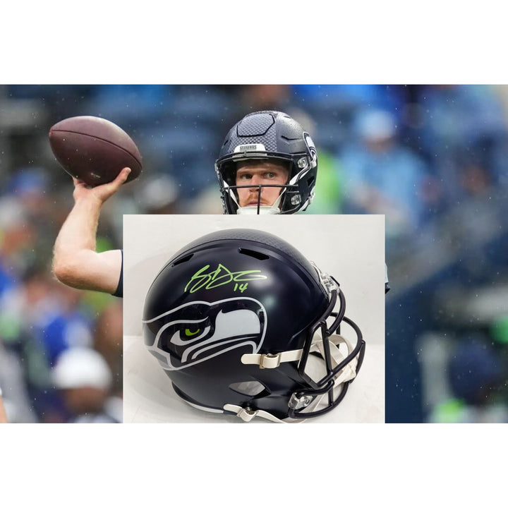 Seattle Seahawks Sam Darnold Riddell speed full size helmet signed with proof