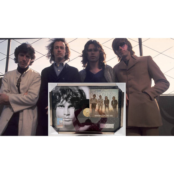 The Doors Jim Morrison Ray Manzarik Robby Krieger John Densmore  " Waiting For The Sun" original LP signed with proof museum quality frame..