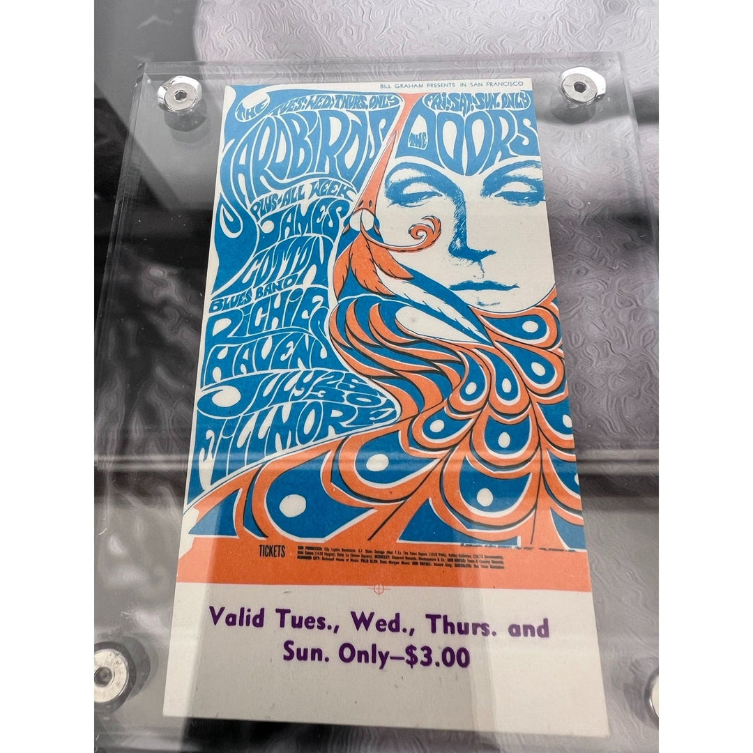 The Doors Jim Morrison Ray Manzarik Robby Krieger John Densmore  " Waiting For The Sun" original LP signed with proof museum quality frame..