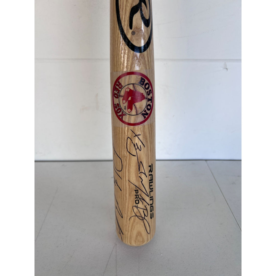 Boston Red Sox JD Martinez Rafael Devers Mookie Betts Xander Bogarts baseball bat signed with proof.