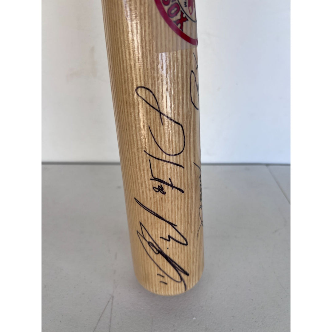 Boston Red Sox JD Martinez Rafael Devers Mookie Betts Xander Bogarts baseball bat signed with proof.