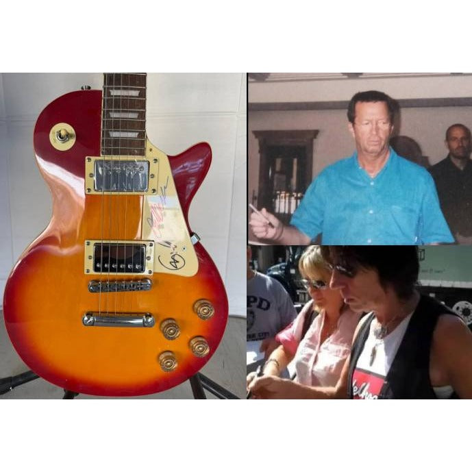 Eric Clapton & Jeff Beck Les Paul vintage electric guitar signed with full provenance, photo proof and AI certification.