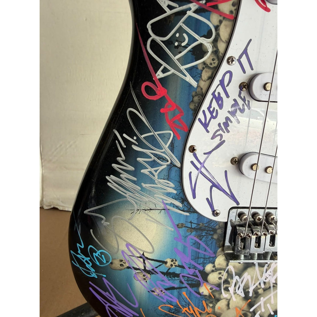 James Hetfield Disturbed Korn Jonathan Davis Limp Bizkit Fred Durst, Marilyn Manson Rob Zombie Heavy Metal Legends guitar signed with proof.