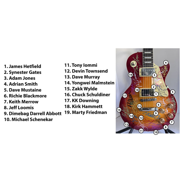James Hetfield Dimebag Darrell Zakk Wylde (19) Heavy Metal guitars legends cherry Les Paul electric guitar signed with proof.