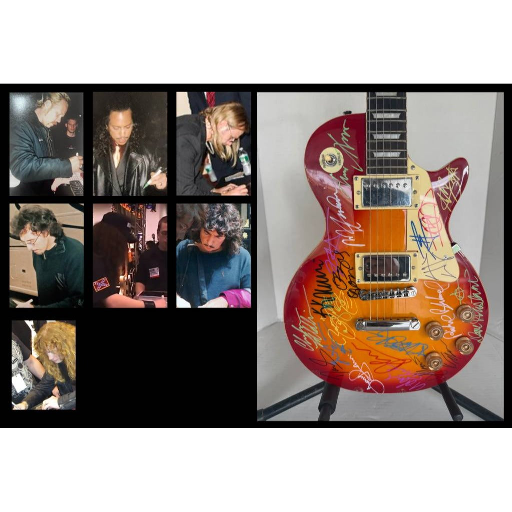 James Hetfield Dimebag Darrell Zakk Wylde (19) Heavy Metal guitars legends cherry Les Paul electric guitar signed with proof.
