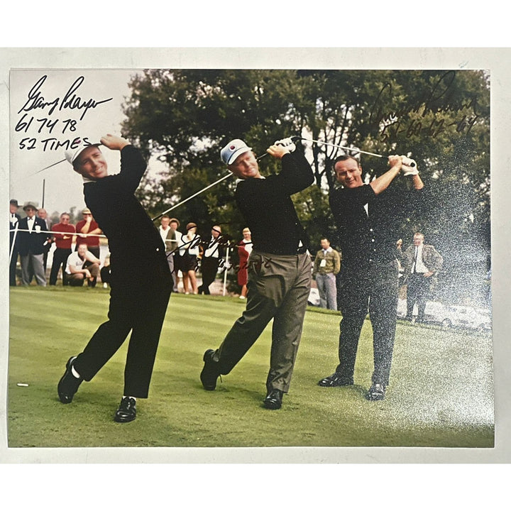 Jack Nicklaus Arnold Palmer Gary Player signed with Masters win inscriptions