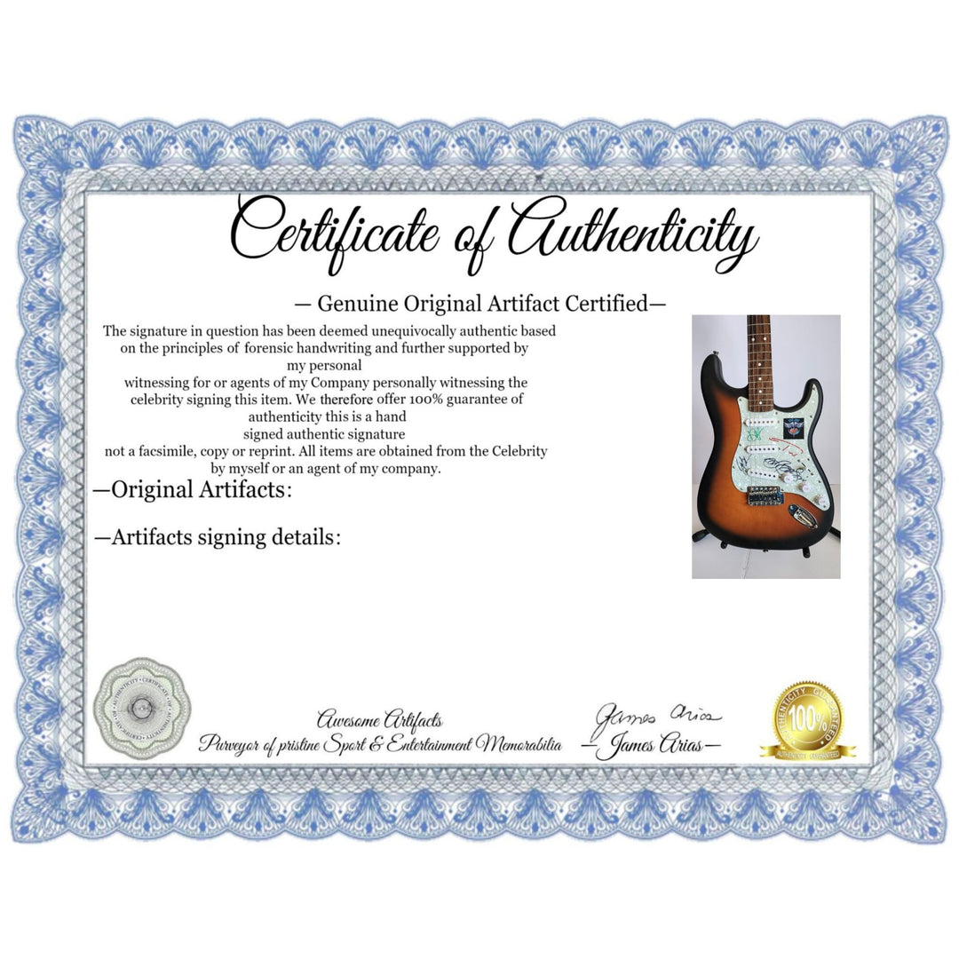 Jon Bon Jovi, Richie Sambora, Tico Torres, David Bryan authentic Fender Stratocaster electric guitar signed with proof