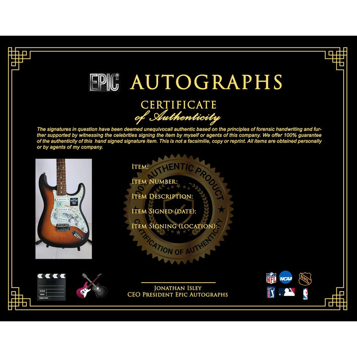 Jon Bon Jovi, Richie Sambora, Tico Torres, David Bryan authentic Fender Stratocaster electric guitar signed with proof
